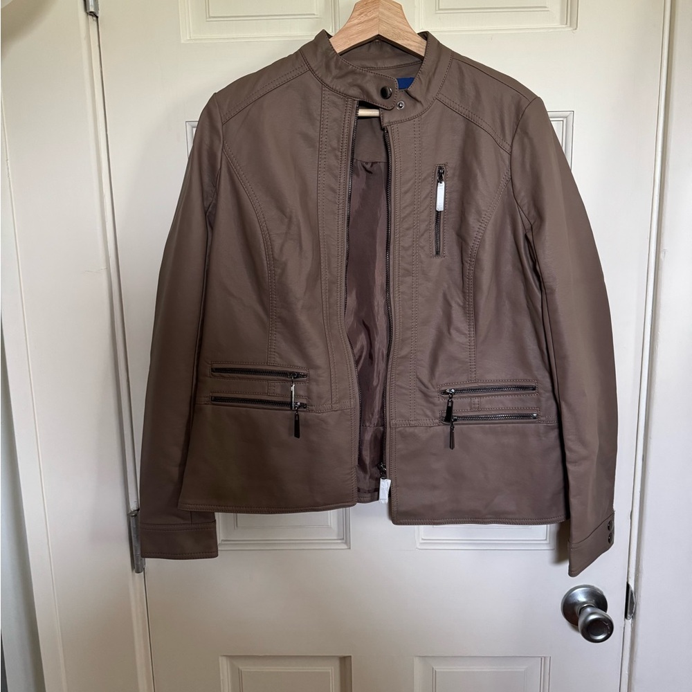 Apt. 9 Women’s Beige Vegan Faux Leather Jacket Size Small